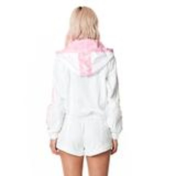 LF The Brand NWT White & Pink Logo Hooded Windbreaker Jacket Small - Picture 4 of 5